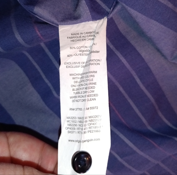 PENGUIN Mens Blue Striped Short Sleeve Button Front Shirt Size Large Slim Fit - Picture 9 of 11